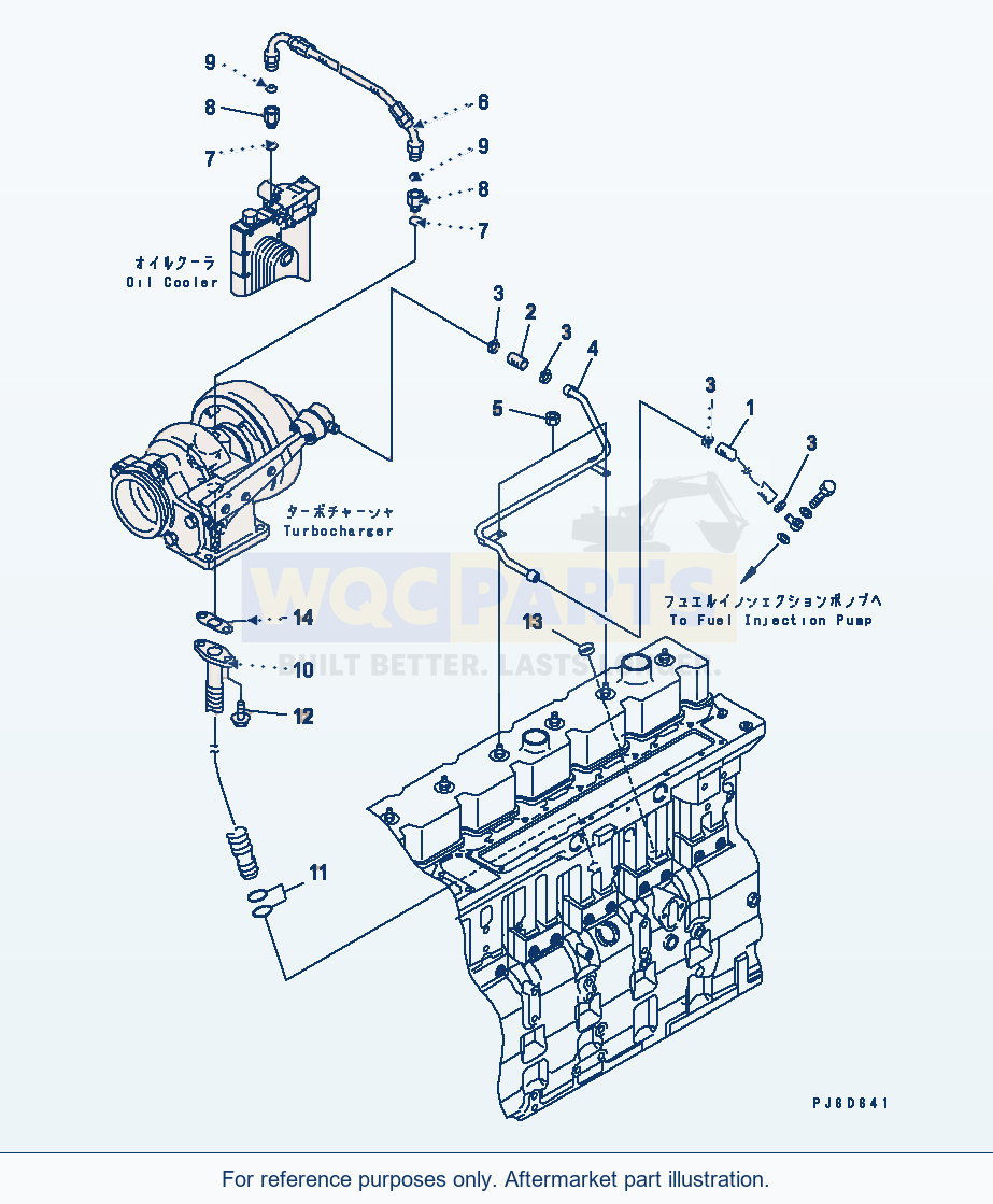 Komatsu WA380-5-TN Turbocharger Oil Piping(#26800007-) parts diagram