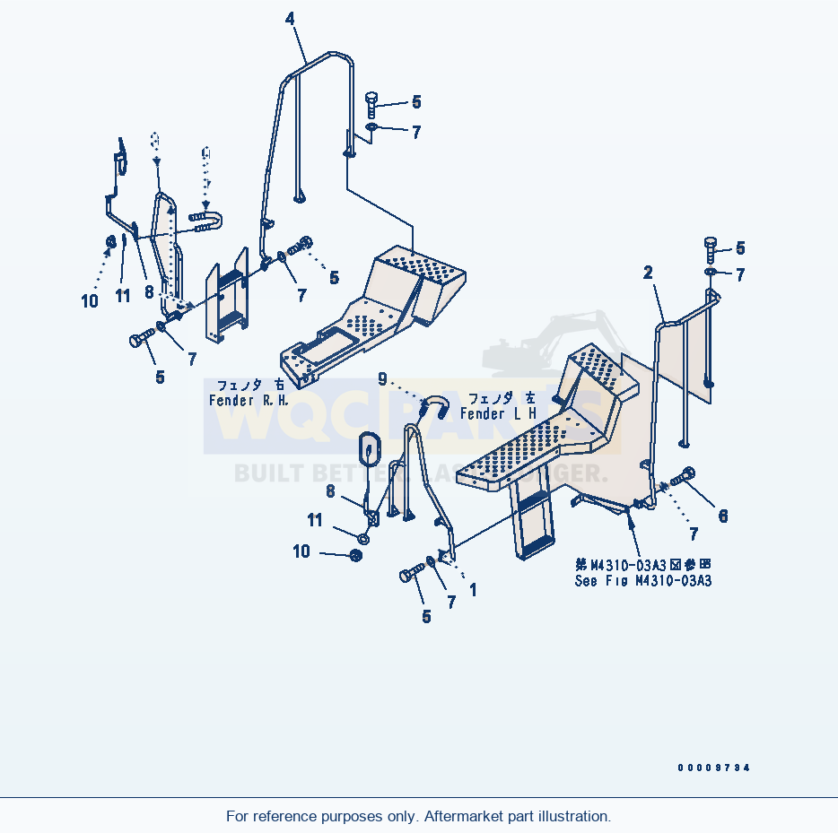 Komatsu WA380-5-TN Hand Rail (For Tunnel Spec.) parts diagram