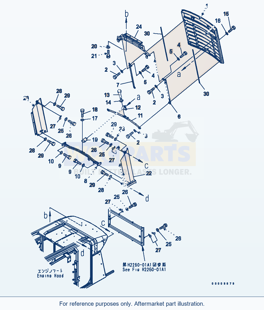 Komatsu WA380-5-TN Hood (Grill) (For Tunnel Spec.) parts diagram