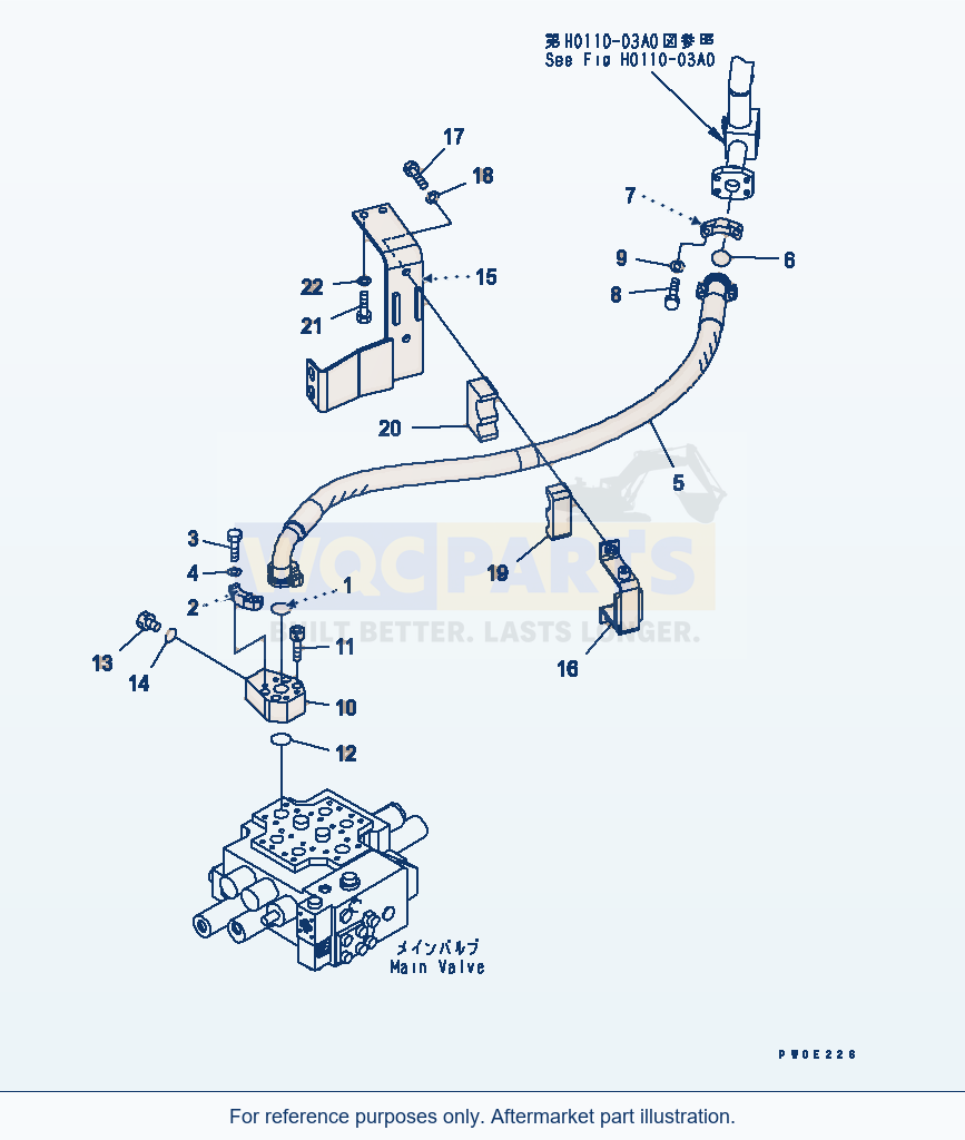 Komatsu WA380-5-TN Hydraulic Piping (Drain Line Hose) parts diagram
