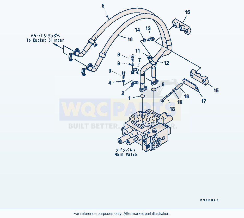 Komatsu WA380-5-TN Hydraulic Piping (Dump Cylinder Line) parts diagram