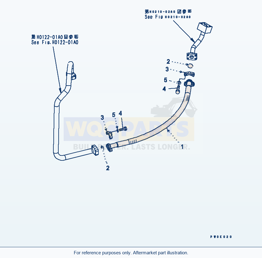 Komatsu WA380-5-TN Hydraulic Piping (Steering Pump Line Hose) parts diagram