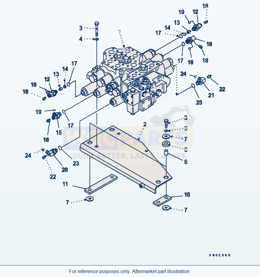 Komatsu WA380-5-TN Main Valve (With 3-Spool Valve) parts diagram