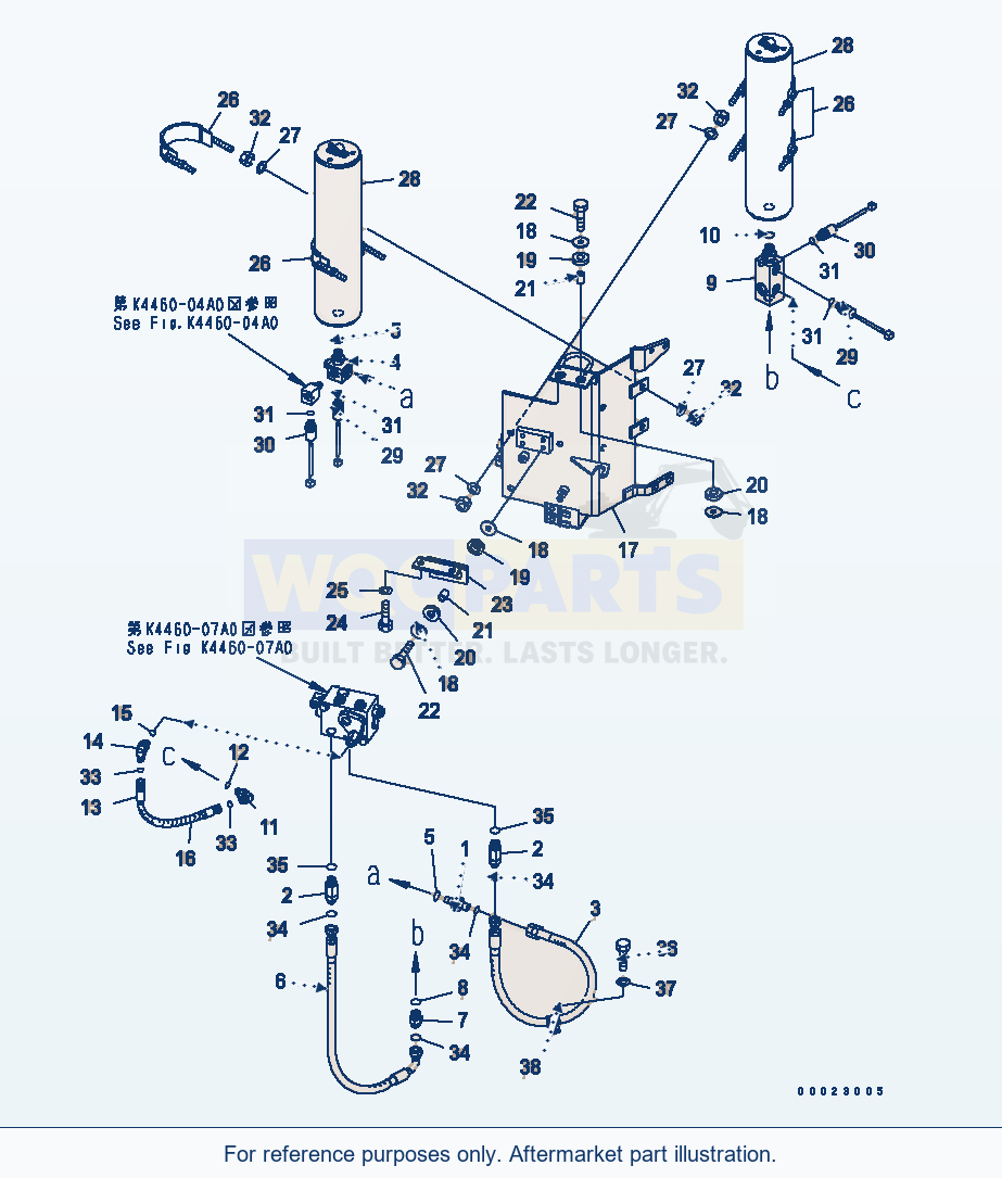 Komatsu WA380-5-TN Brake Control (Charge Valve Piping) parts diagram