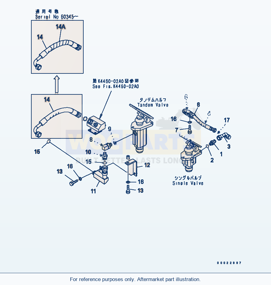 Komatsu WA380-5-TN Floor Frame (Brake Oil Line) parts diagram