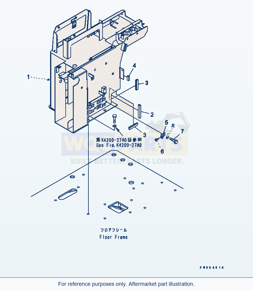 Komatsu WA380-5-TN Floor Frame (Console Box) (R.H.) parts diagram