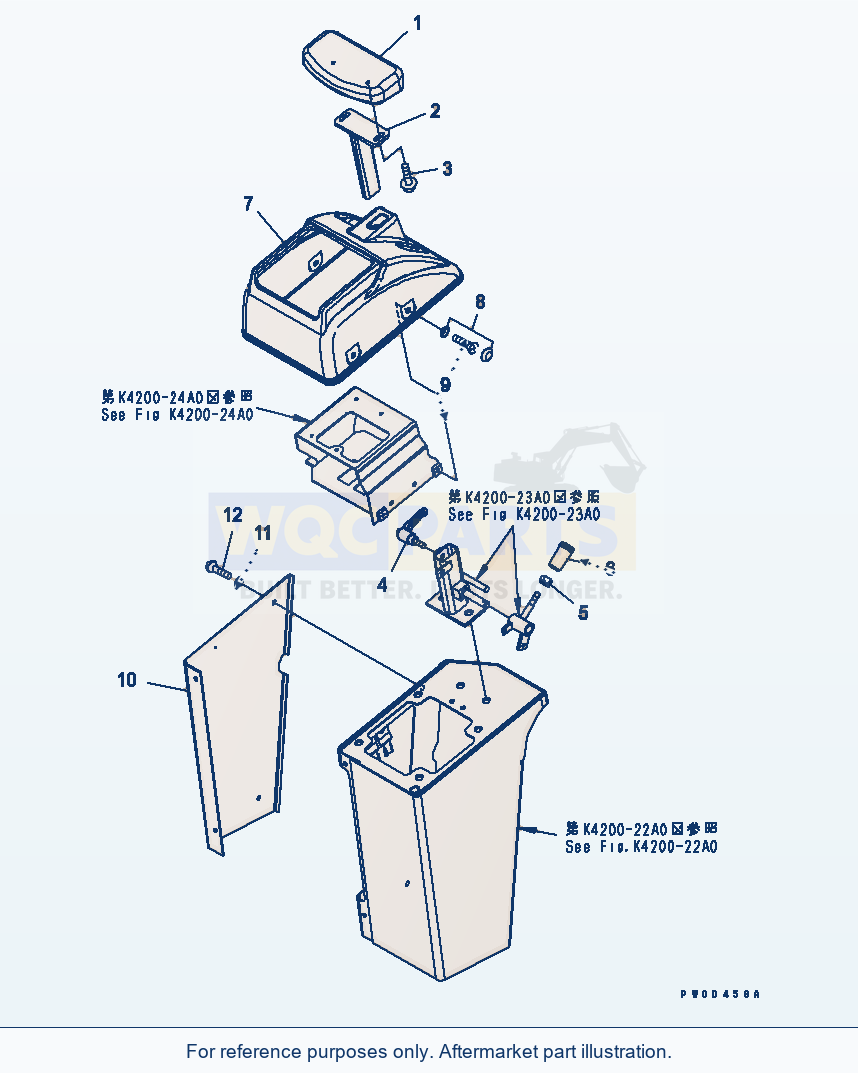 Komatsu WA380-5-TN Floor Frame (Console) (R.H.) (Rest Wrist) parts diagram