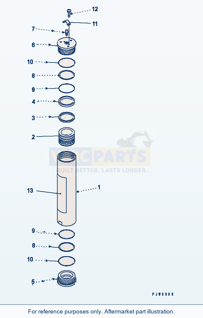 Komatsu WA380-5-TN Brake Accumulator (Inner Parts) parts diagram