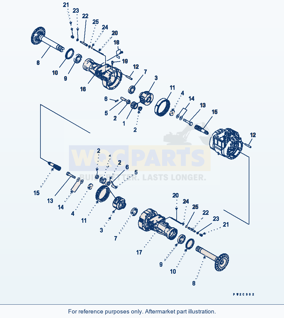 Komatsu WA380-5-TN Front Axle (Final Drive) parts diagram