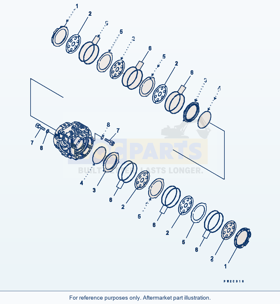 Komatsu WA380-5-TN Rear Axle (Brake) parts diagram