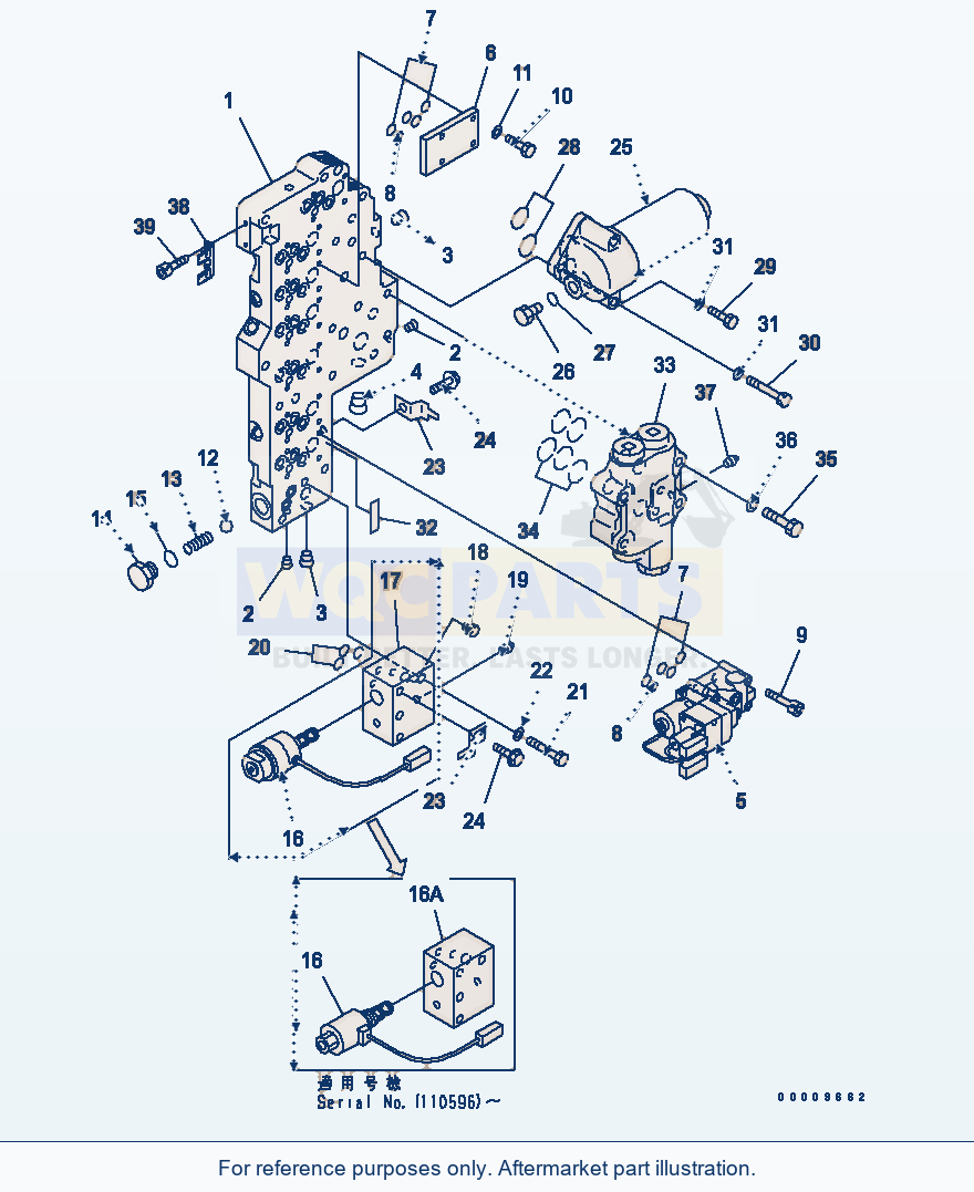 Komatsu WA380-5-TN Transmission Main Valve parts diagram
