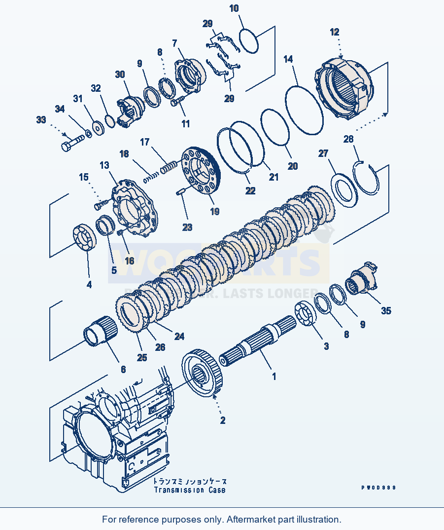 Komatsu WA380-5-TN Transmission (Output Shaft) parts diagram