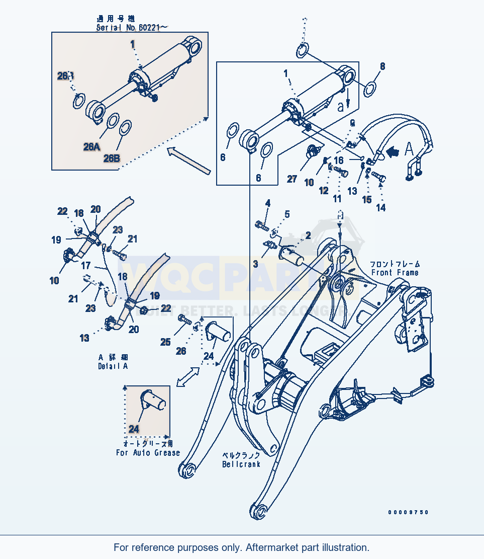 Komatsu WA380-5-TN Bucket Cylinder parts diagram