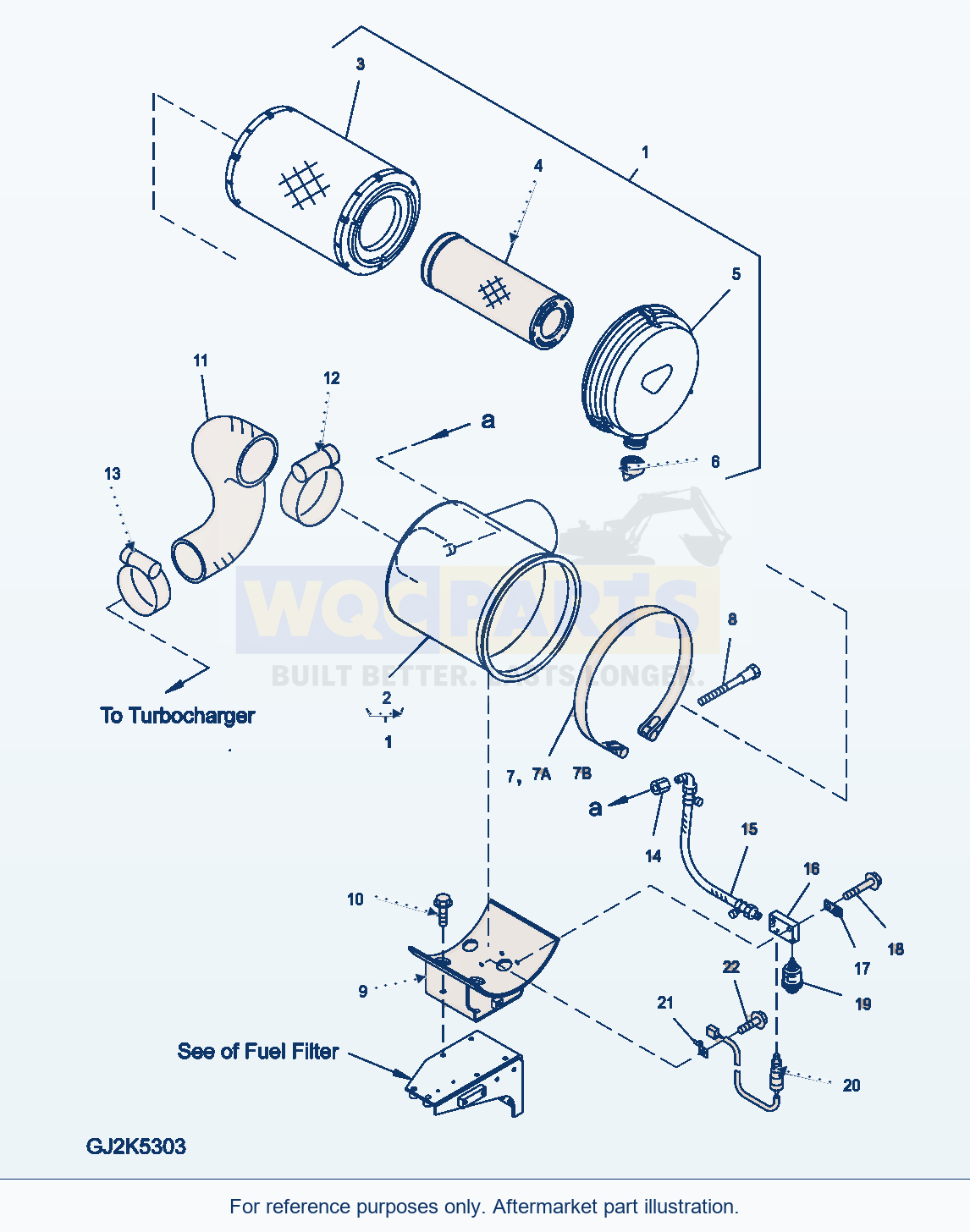 Komatsu WA380-5 Air Cleaner parts diagram