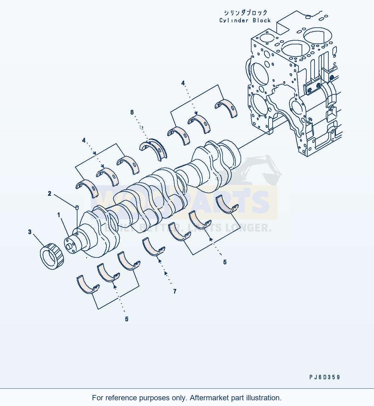 Komatsu WA380-5 Crankshaft Serial H50051 - UP parts diagram
