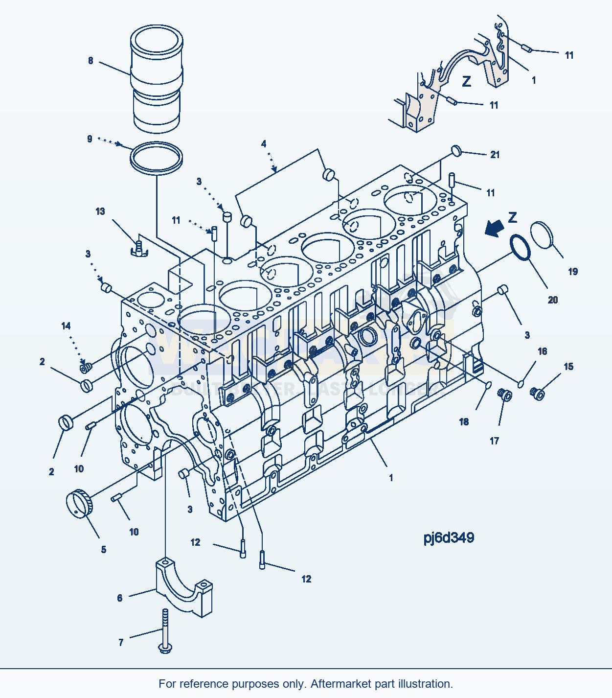 Komatsu WA380-5 Cylinder Block Serial H50051 - UP parts diagram