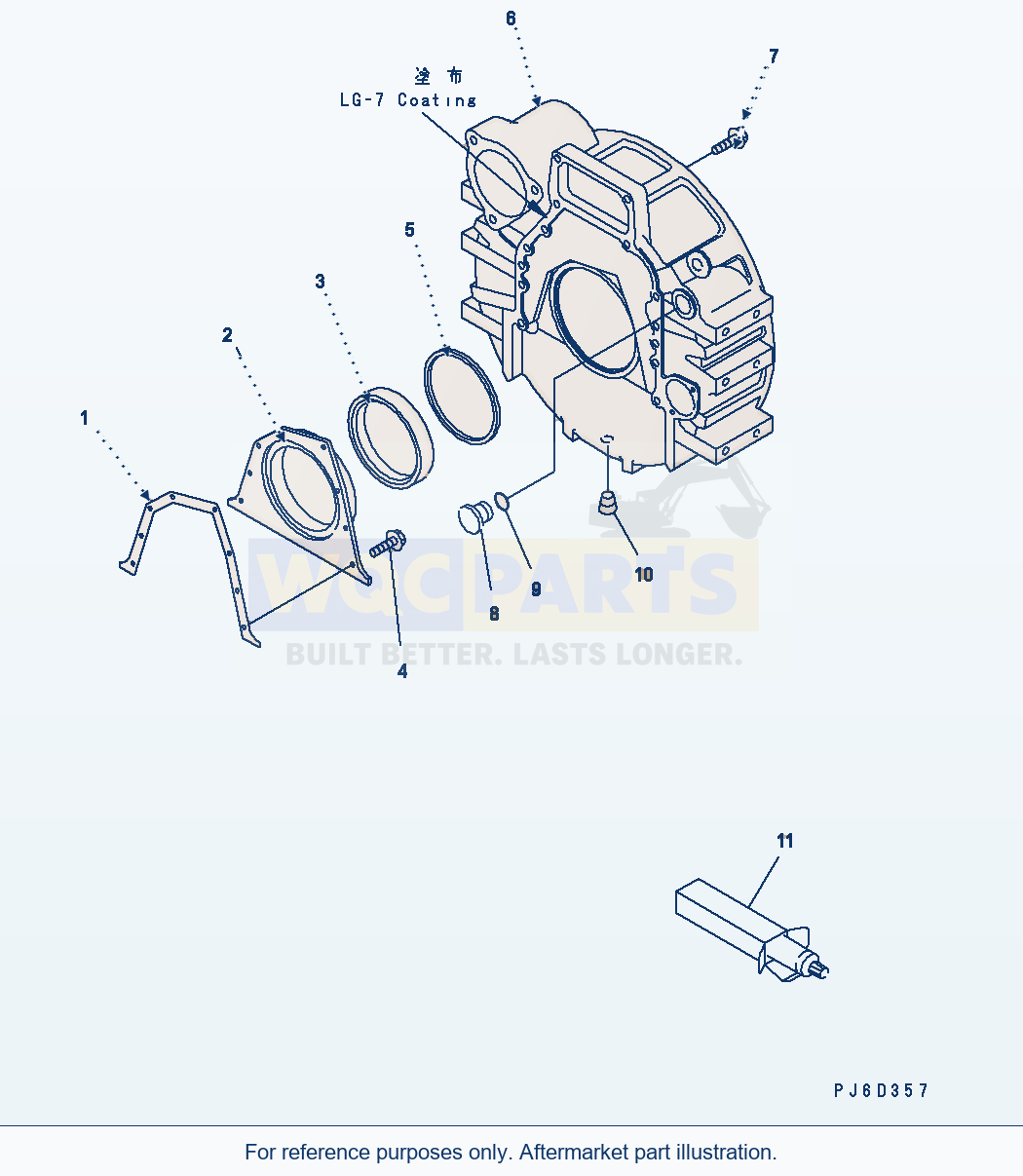 Komatsu WA380-5 Flywheel Housing parts diagram