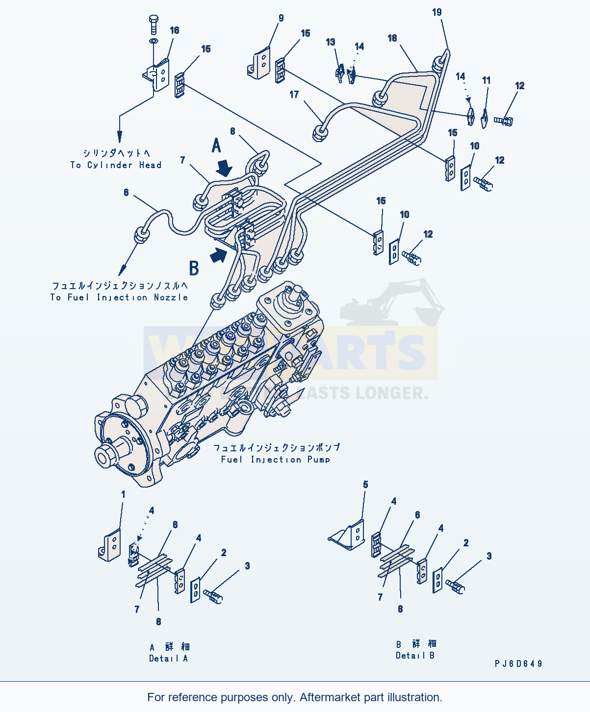 Komatsu WA380-5 Fuel Injection Piping(#26800425-) parts diagram