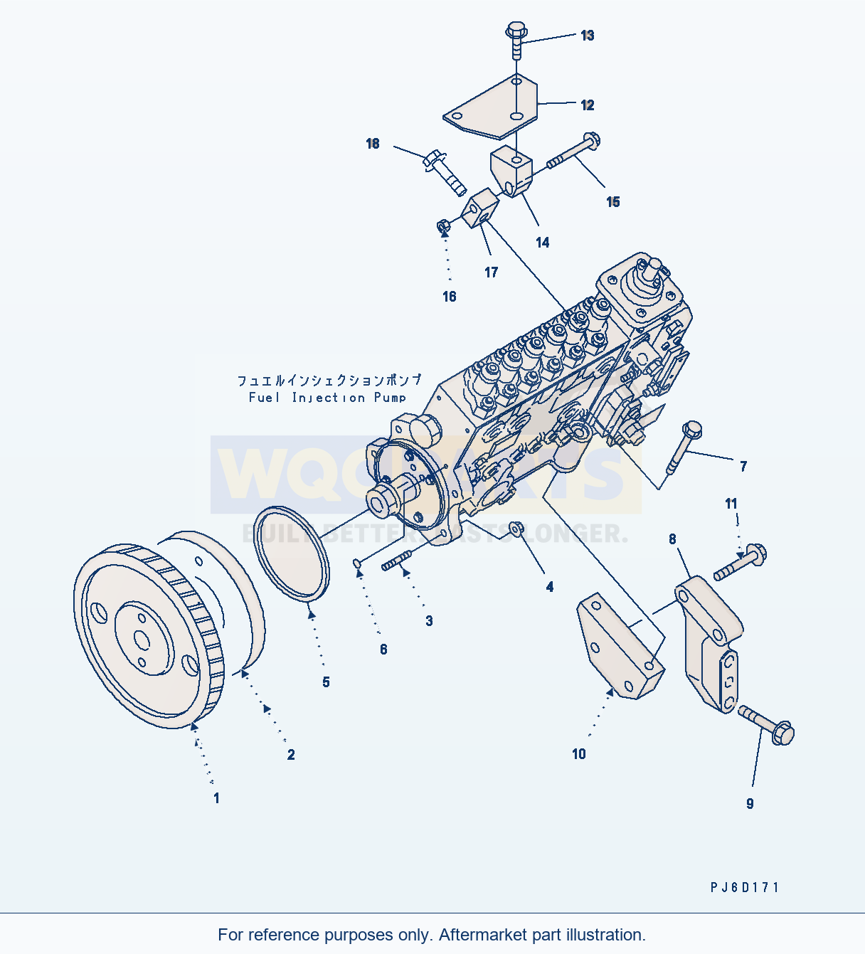 Komatsu WA380-5 Fuel Injection Pump Mounting Serial H50051 - UP parts diagram