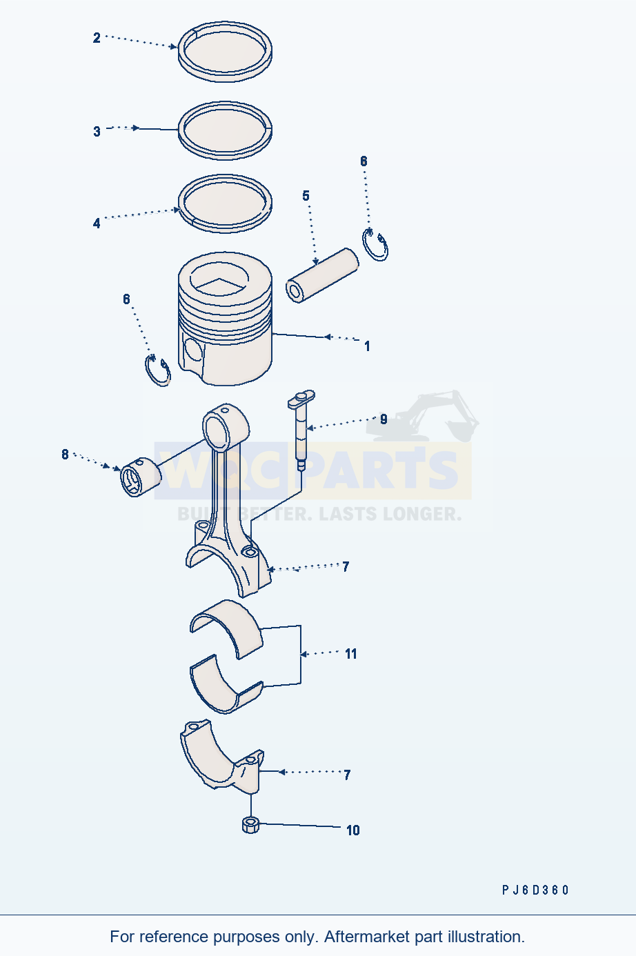 Komatsu WA380-5 Piston Serial H50051 - UP parts diagram