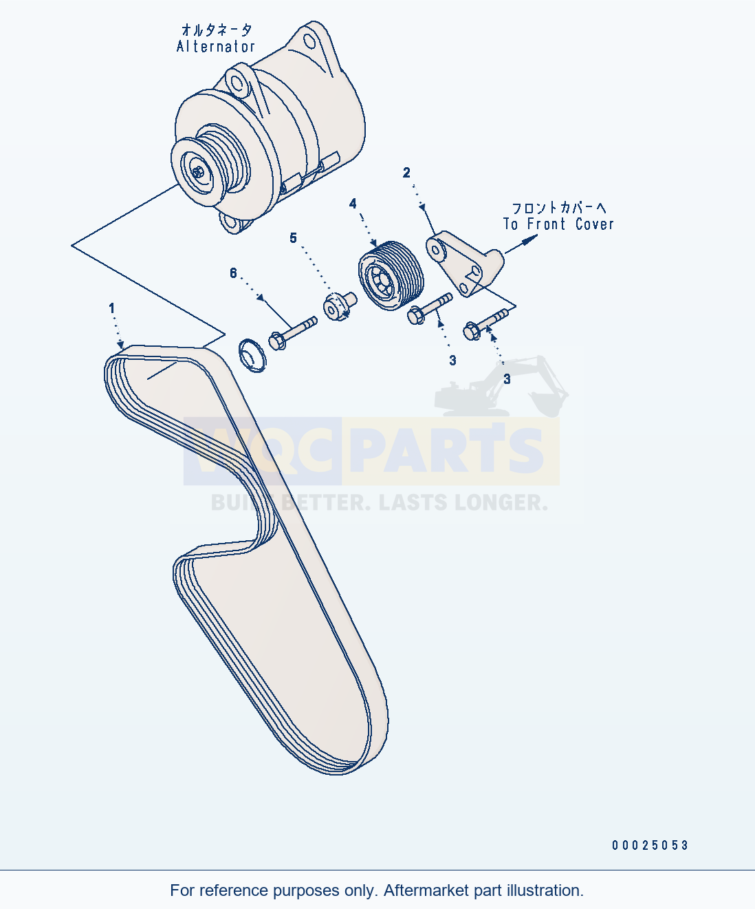 Komatsu WA380-5 Water Pump Drive Belt Serial H50051 - UP parts diagram