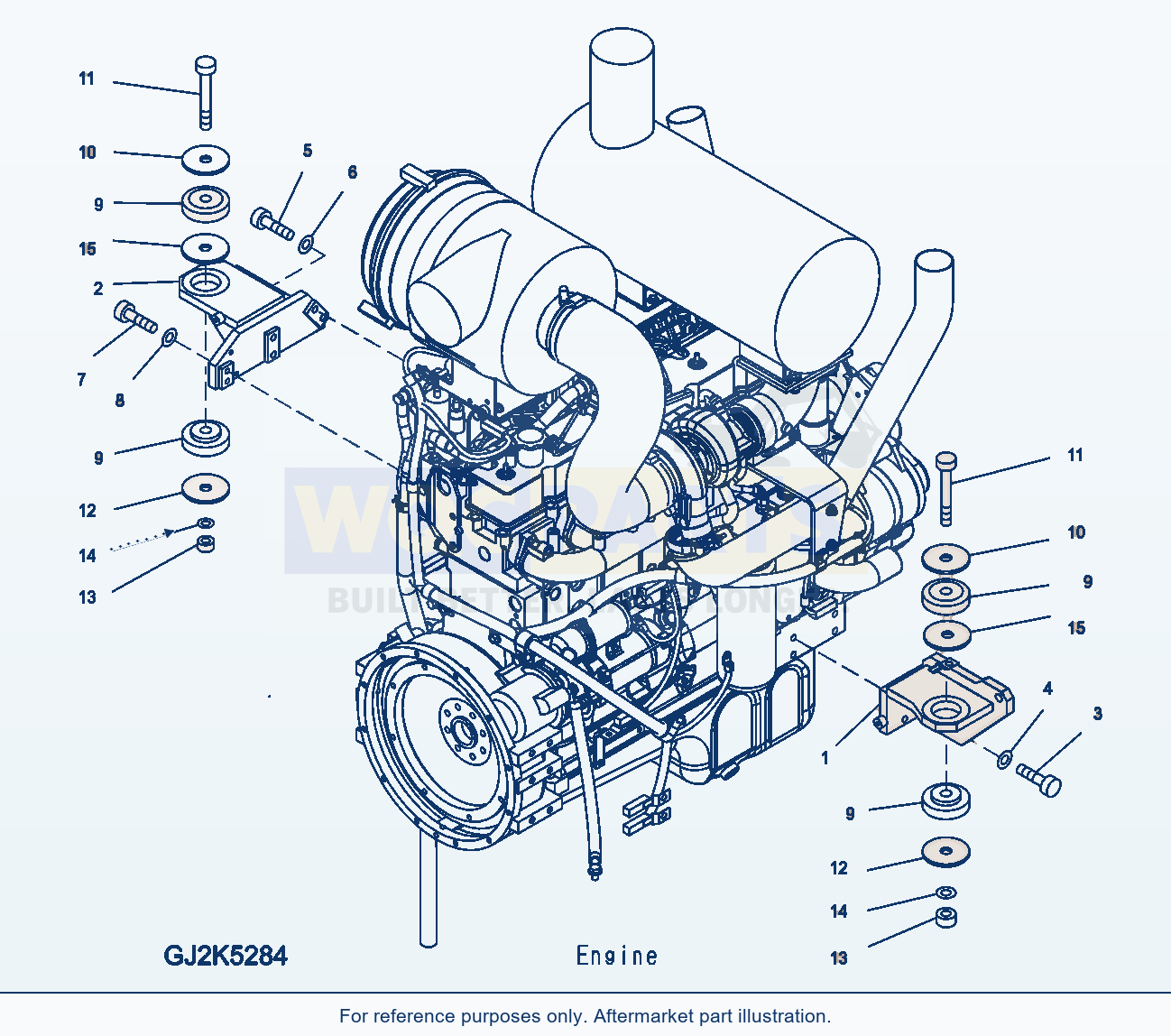 Komatsu WA380-5 Engine Mount Serial H50051 - UP parts diagram