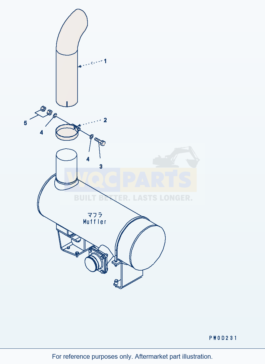 Komatsu WA380-5 Exhaust Pipe Serial H50051 - UP parts diagram