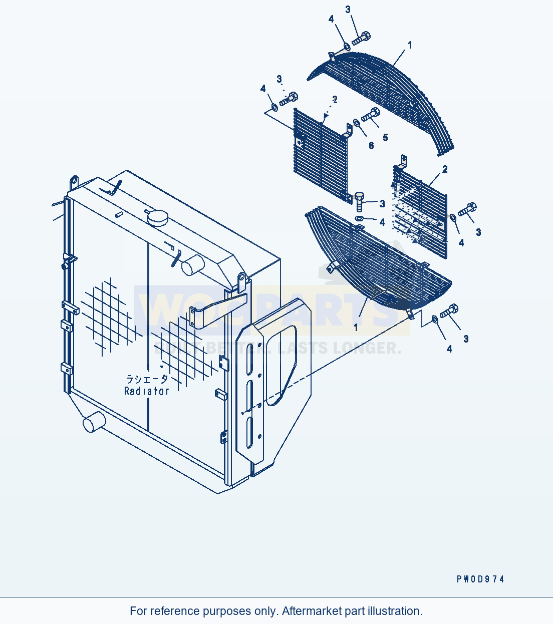 Komatsu WA380-5 Fan Guard Serial H50051 - UP parts diagram