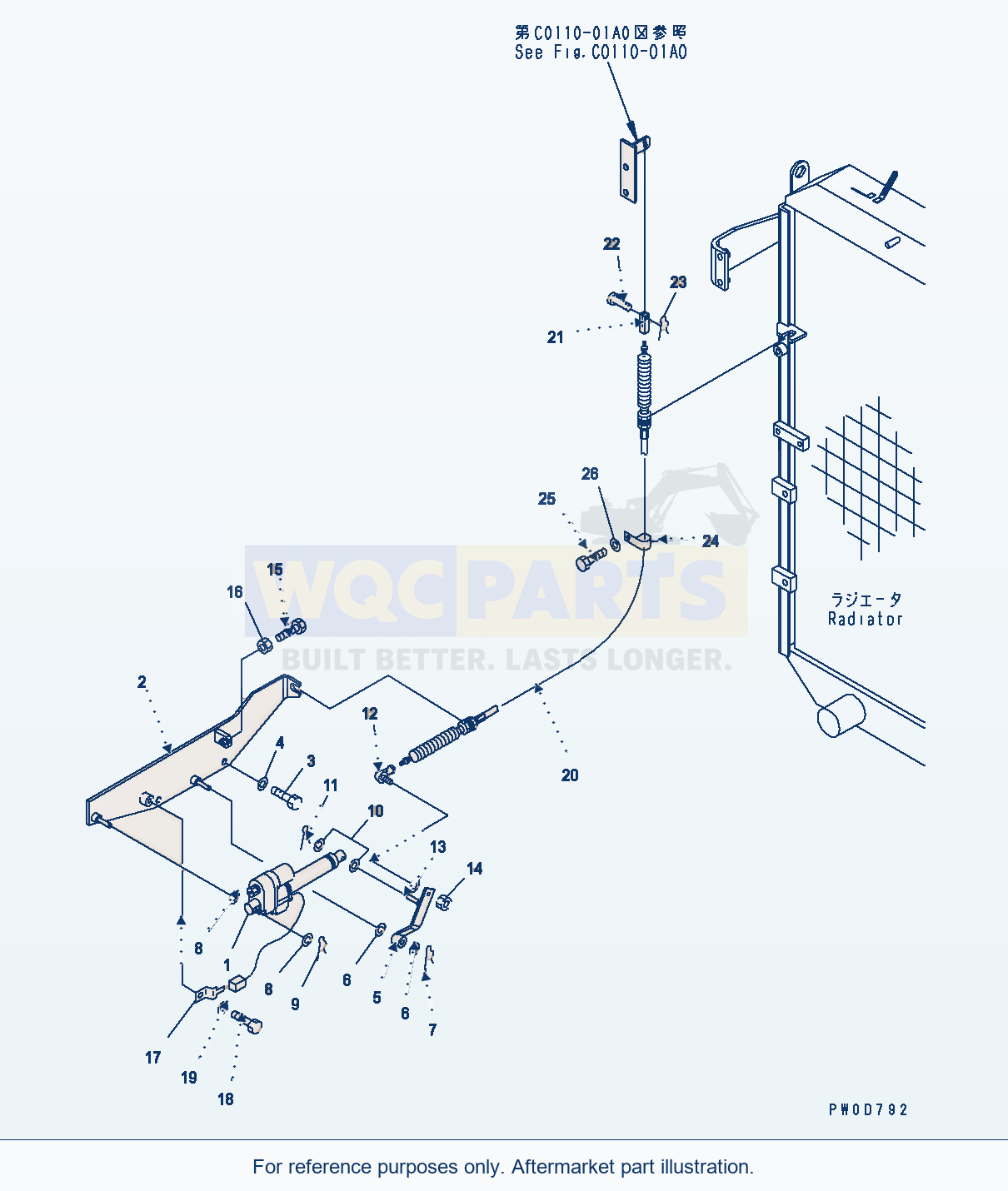 Komatsu WA380-5 Radiator (Cooler Tilt) parts diagram
