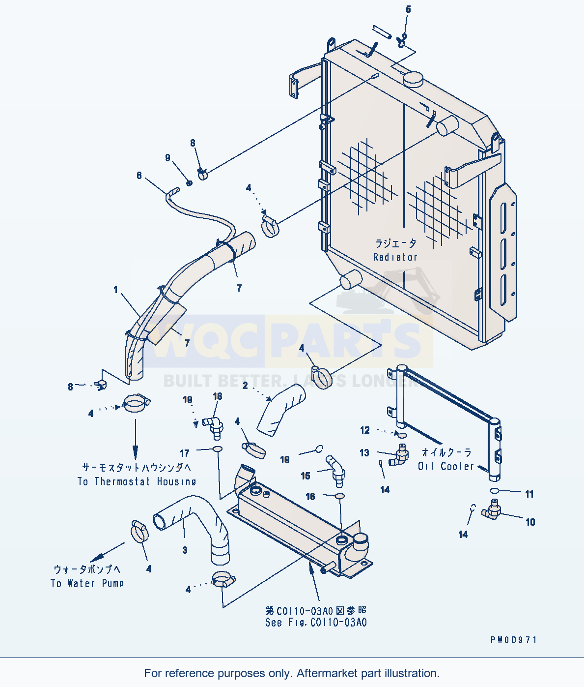 Komatsu WA380-5 Radiator (Piping) parts diagram