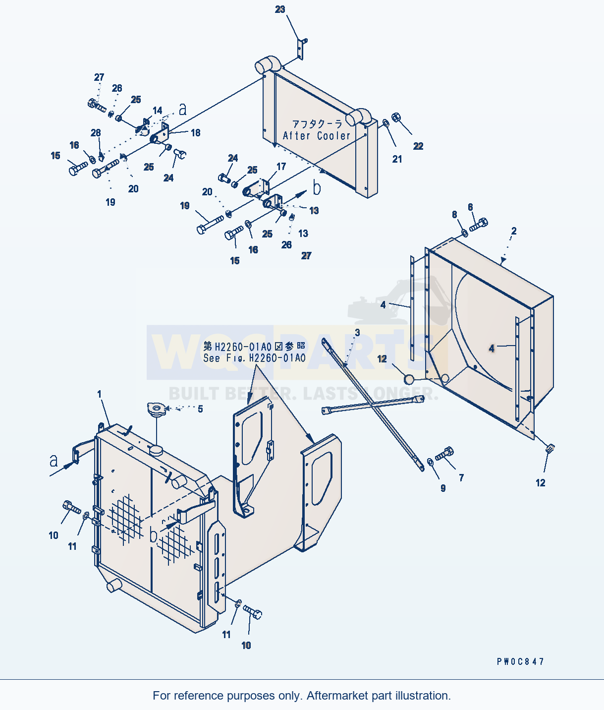 Komatsu WA380-5 Radiator Serial H50051 - UP parts diagram