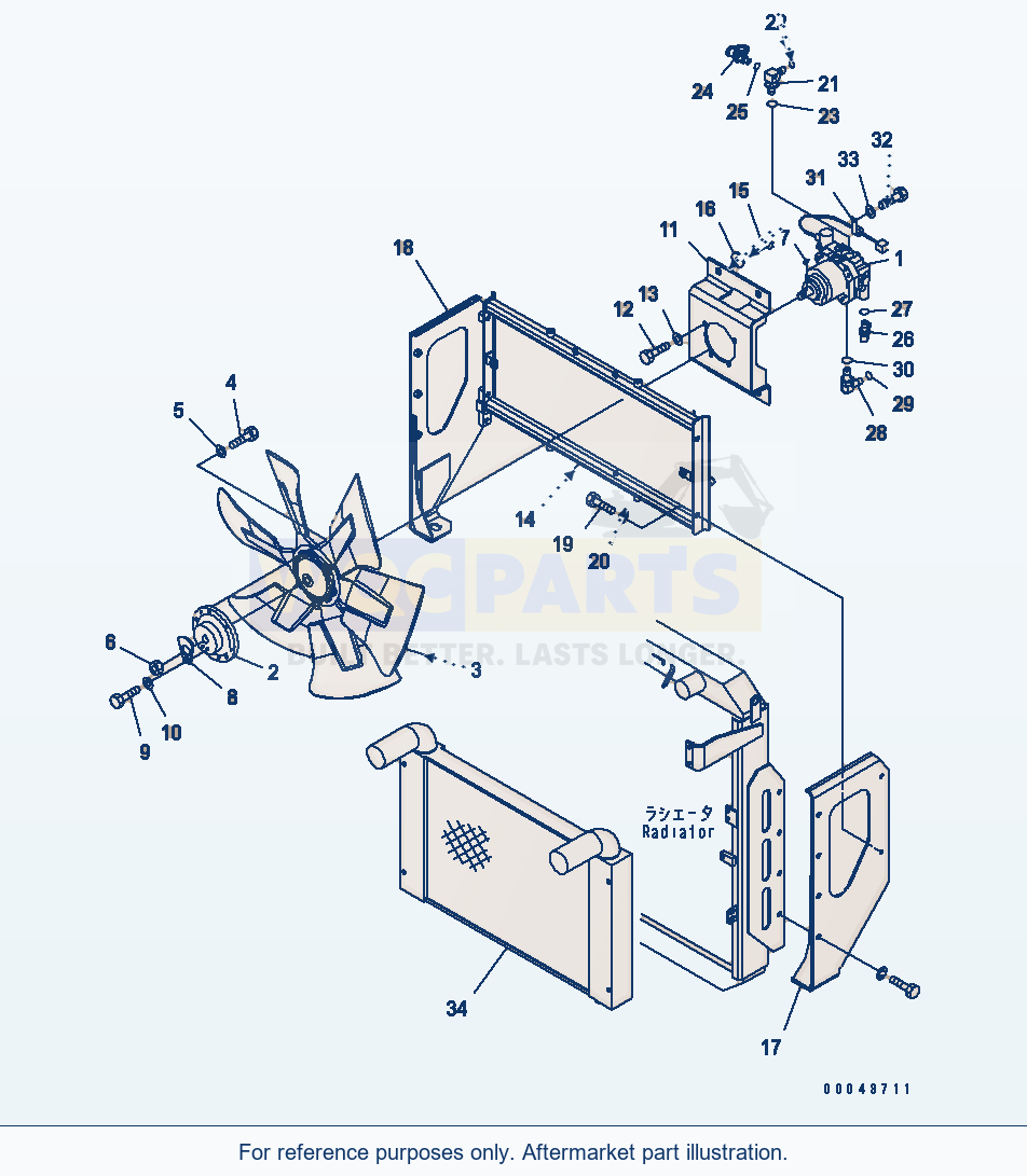 Komatsu WA380-5 Radiator (Fan Drive)(#61164-) parts diagram