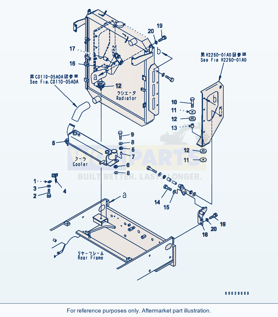 Komatsu WA380-5 Radiator (Radiator Mounting)(#60479-) parts diagram
