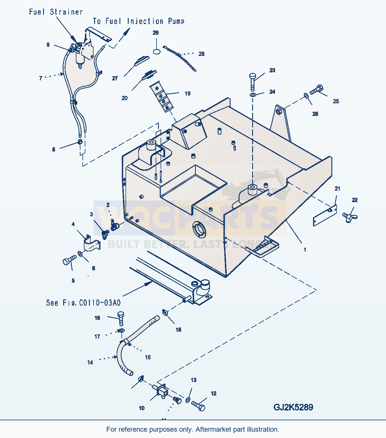 Komatsu WA380-5 Fuel Tank Serial H50051 - UP parts diagram