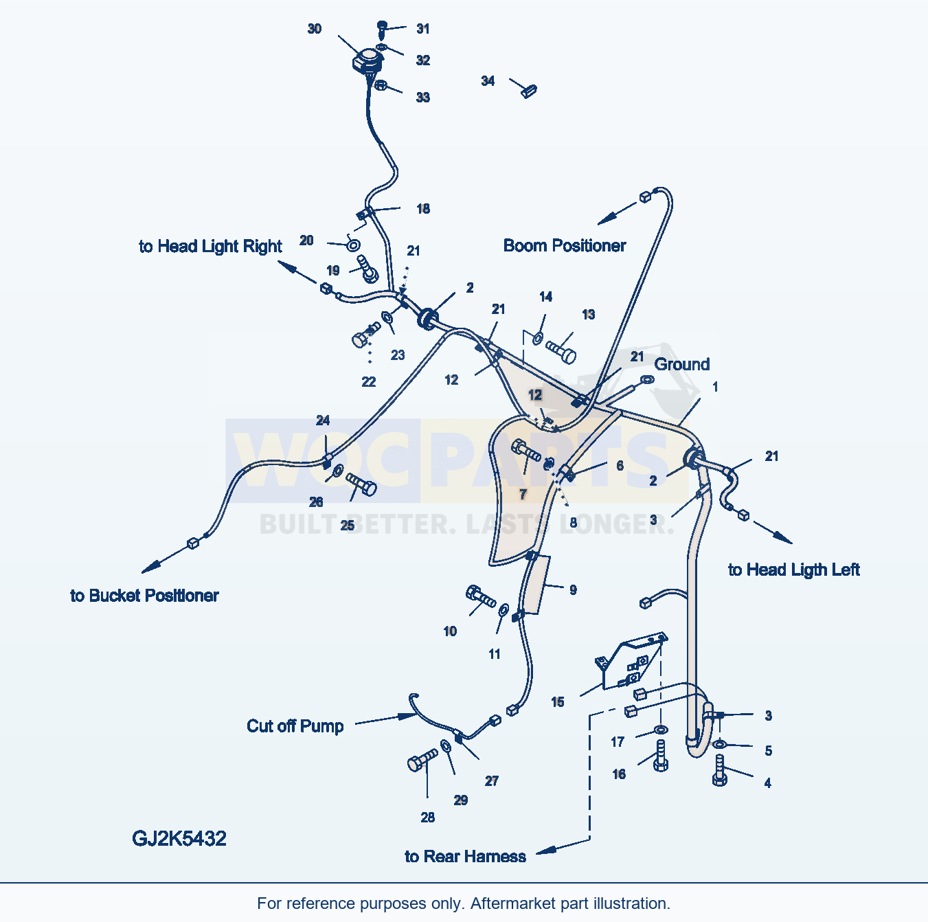 Komatsu WA380-5 Main Wiring Harness (For P.P.C) parts diagram