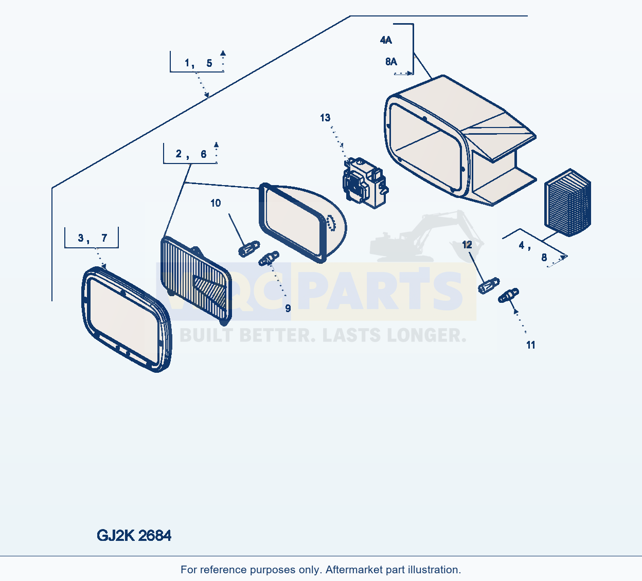 Komatsu WA380-5 Working Lamp (Inner Parts) parts diagram