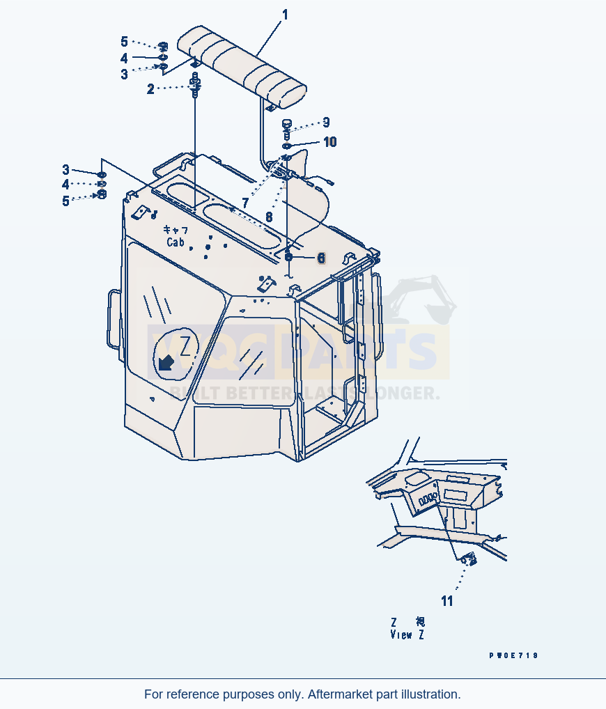 Komatsu WA380-5 Beacon Lamp (For 2-Persons Cab) parts diagram