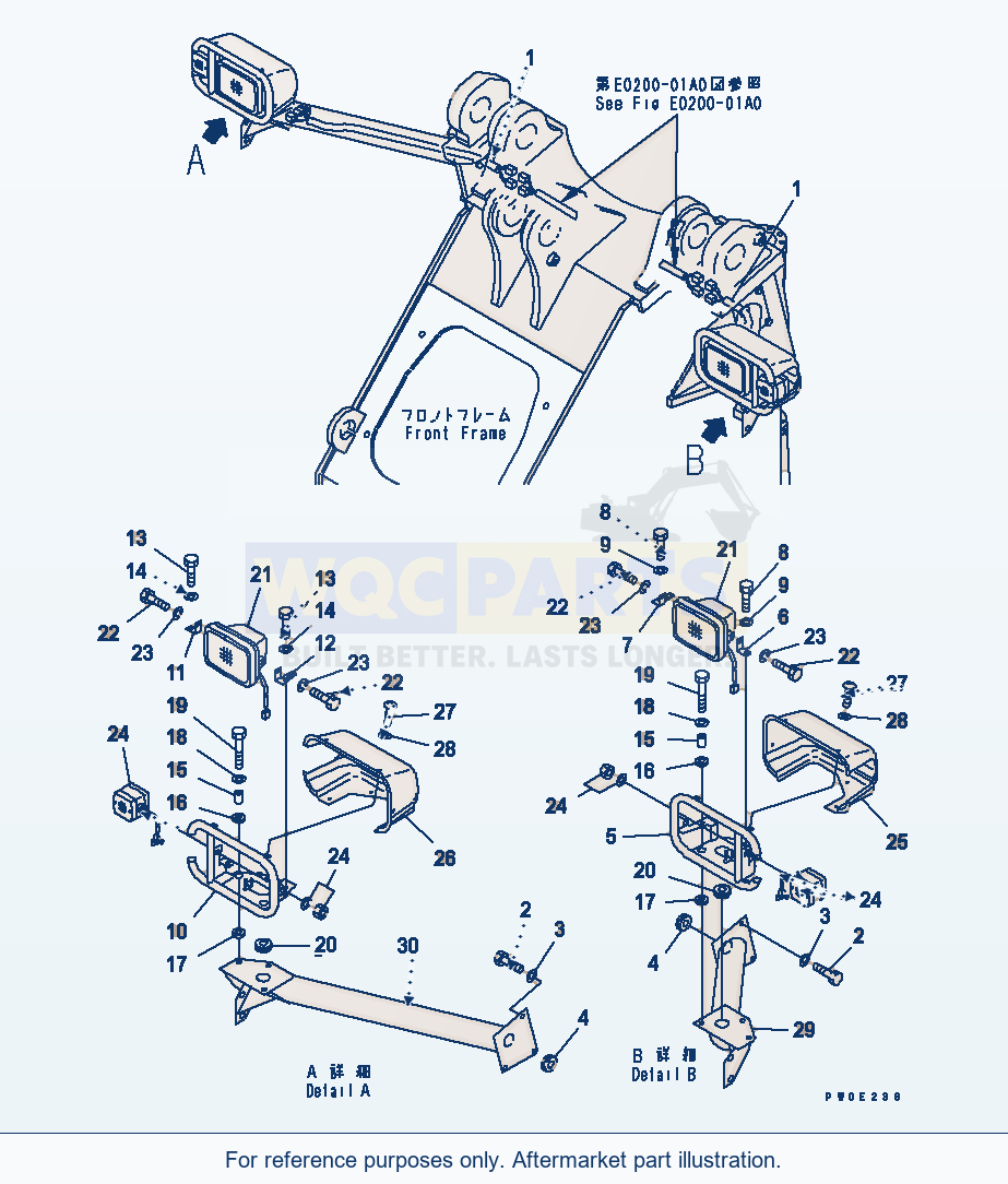 Komatsu WA380-5 Head Lamp (For Fog Lamp) parts diagram