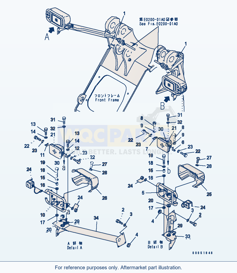 Komatsu WA380-5 Head Lamp (For Work Lamp)(#62001-) parts diagram