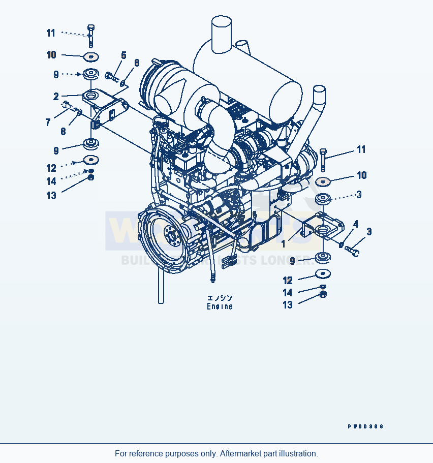 Komatsu WA380-5 Engine Mount Serial 60001-UP (OVERSEAS VERSION) parts diagram