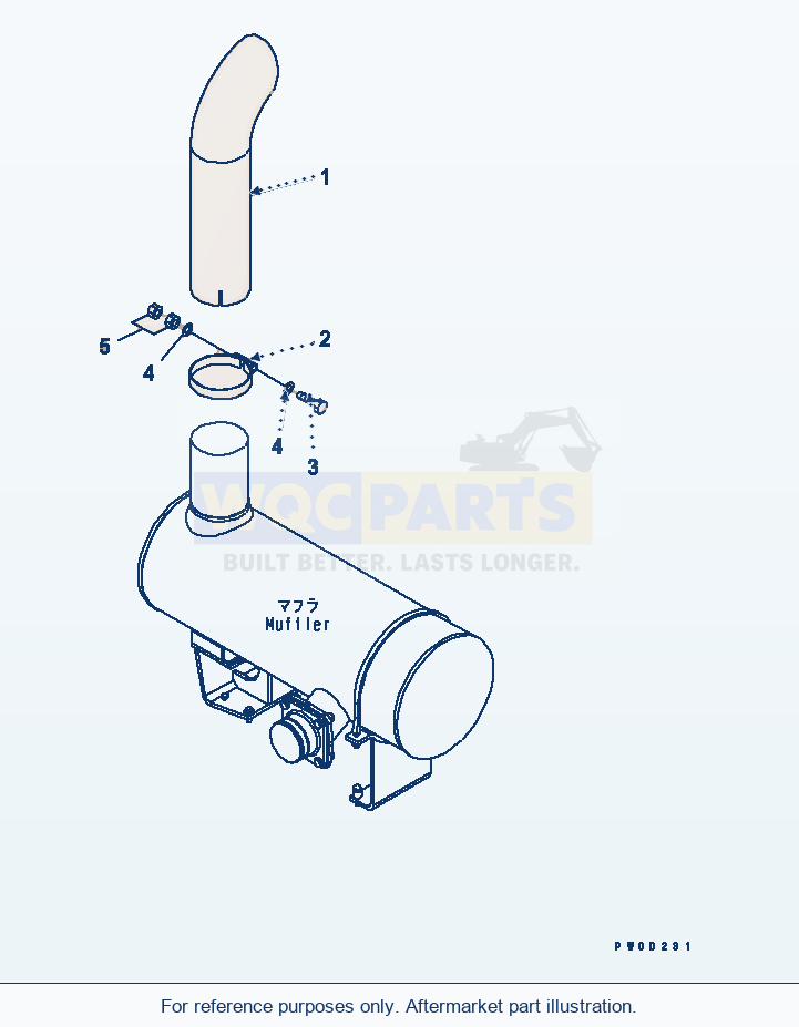 Komatsu WA380-5 Exhaust Pipe Serial 60001-UP parts diagram