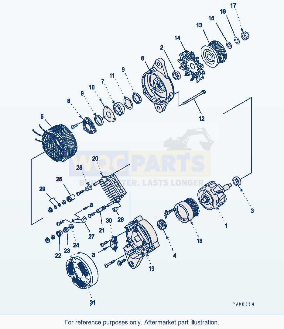 Komatsu WA380-5 Alternator (60A) (Inner Parts) Serial 60001-UP parts diagram
