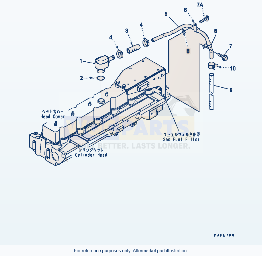 Komatsu WA380-5 Breather And Hose(#26800003-26800424) parts diagram