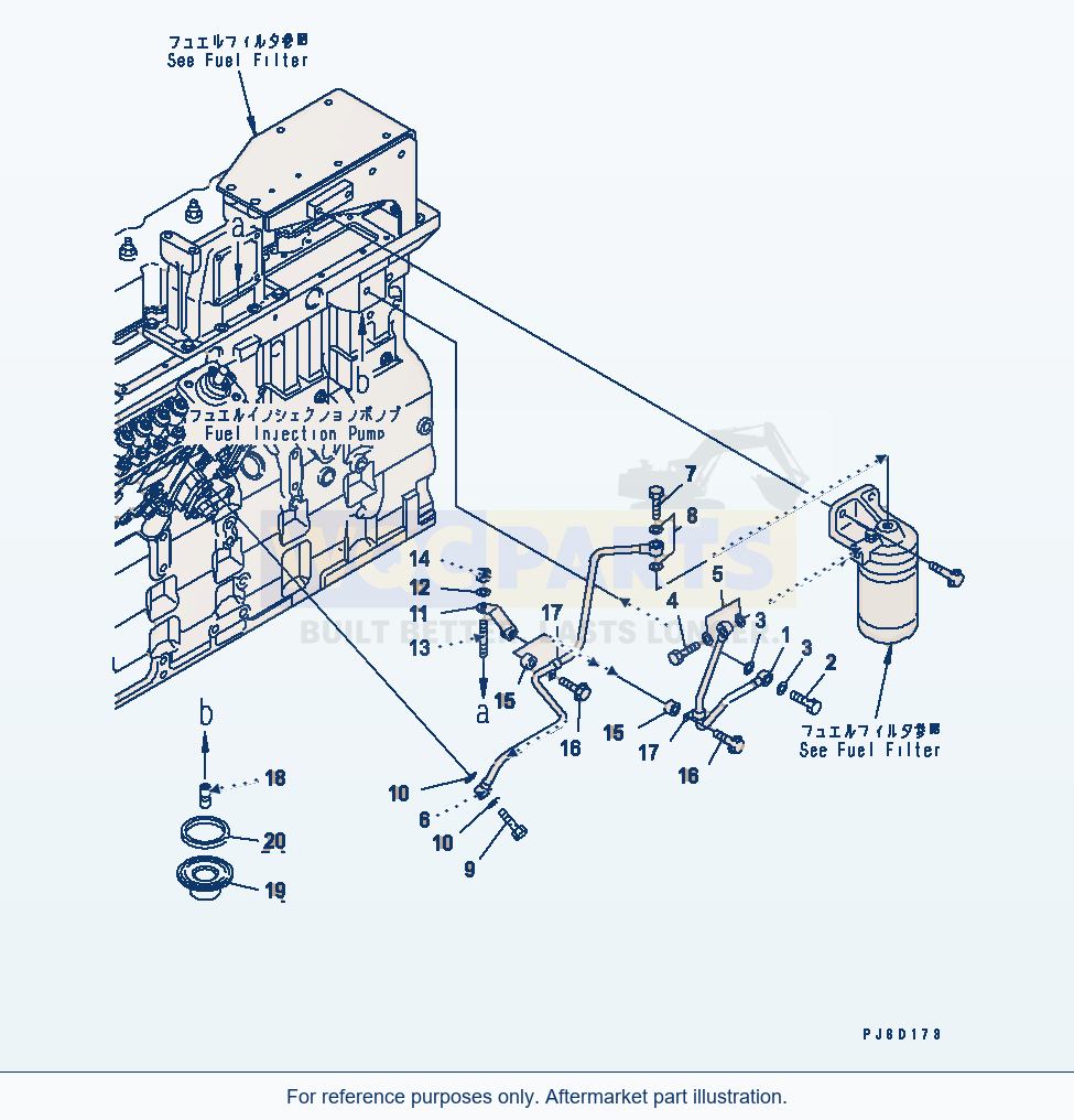 Komatsu WA380-5 Fuel Filter Piping(#26800003-26802112) parts diagram