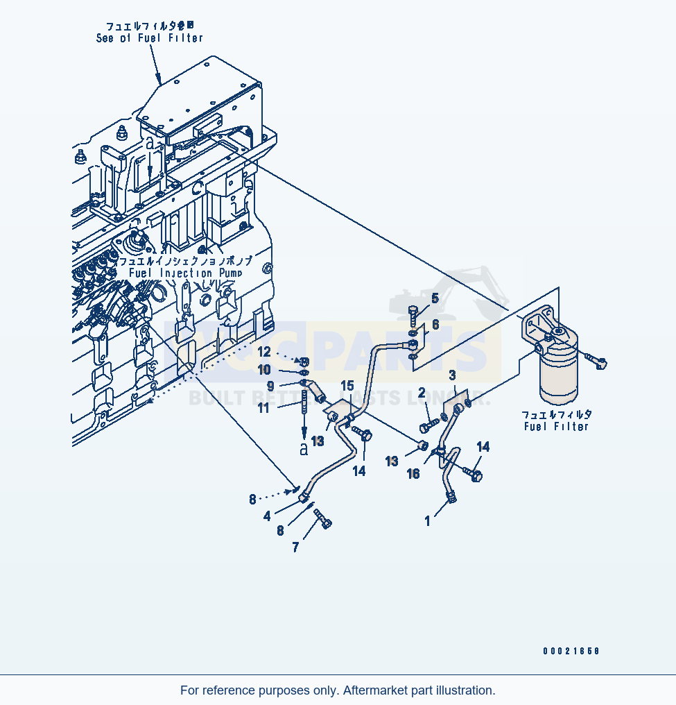 Komatsu WA380-5 Fuel Filter Piping(#26802113-26802857) parts diagram