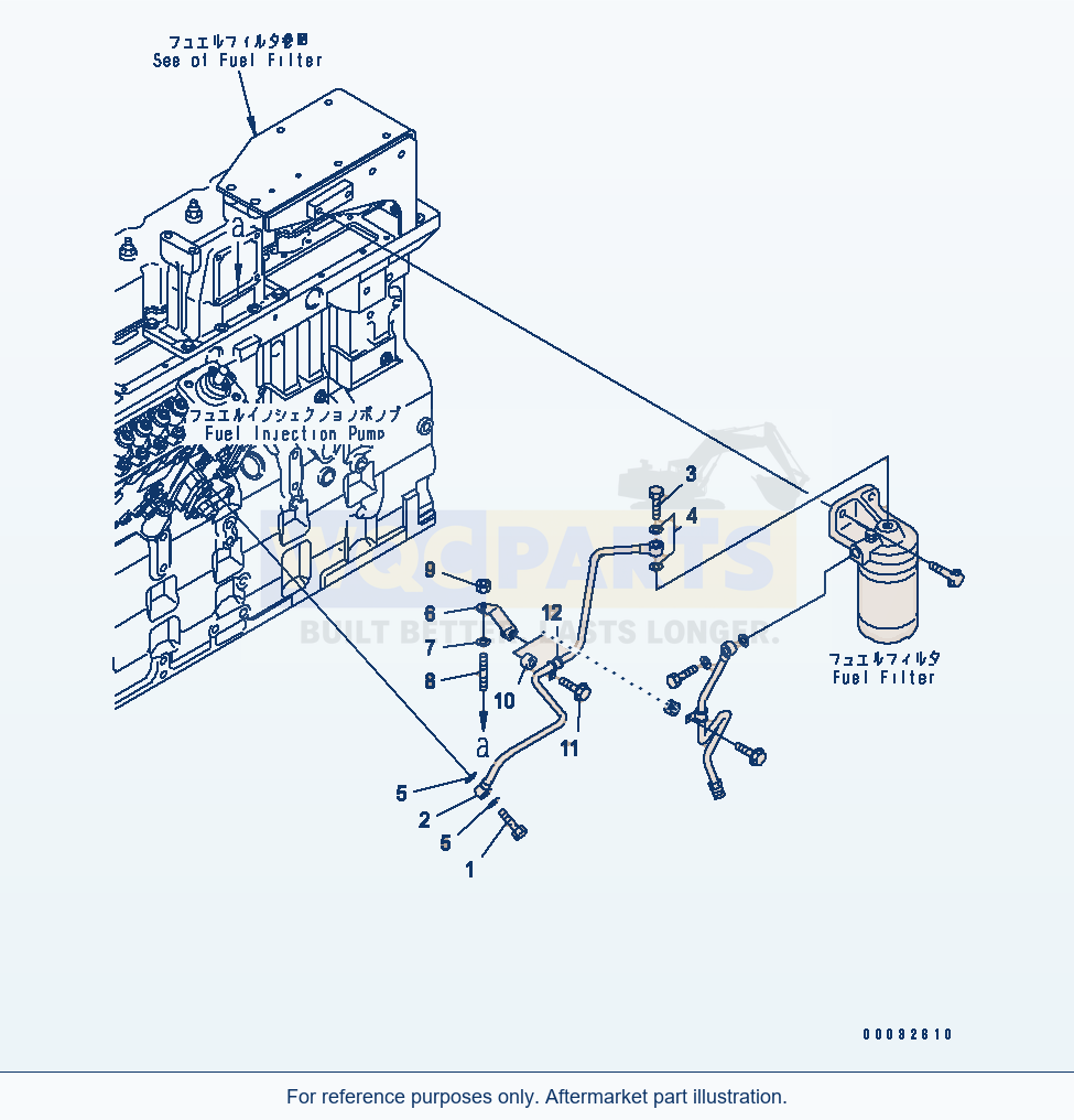 Komatsu WA380-5 Fuel Filter Piping(#26802858-26804055) parts diagram
