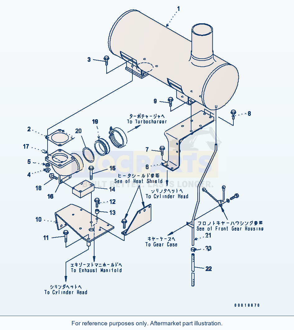 Komatsu WA380-5 Muffler(#26800007-) Serial 60001-UP parts diagram