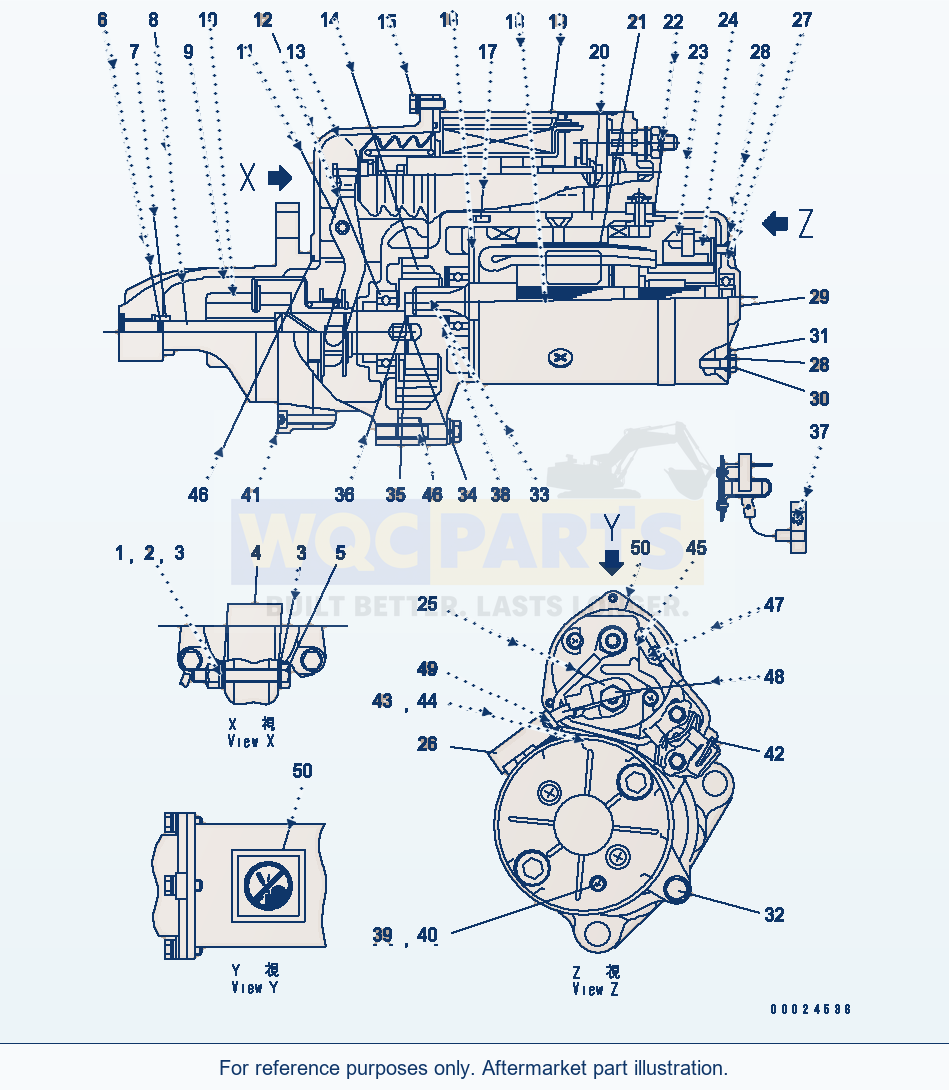 Komatsu WA380-5 Starting Motor (11Kw) (Inner Parts)(#26800888-) parts diagram