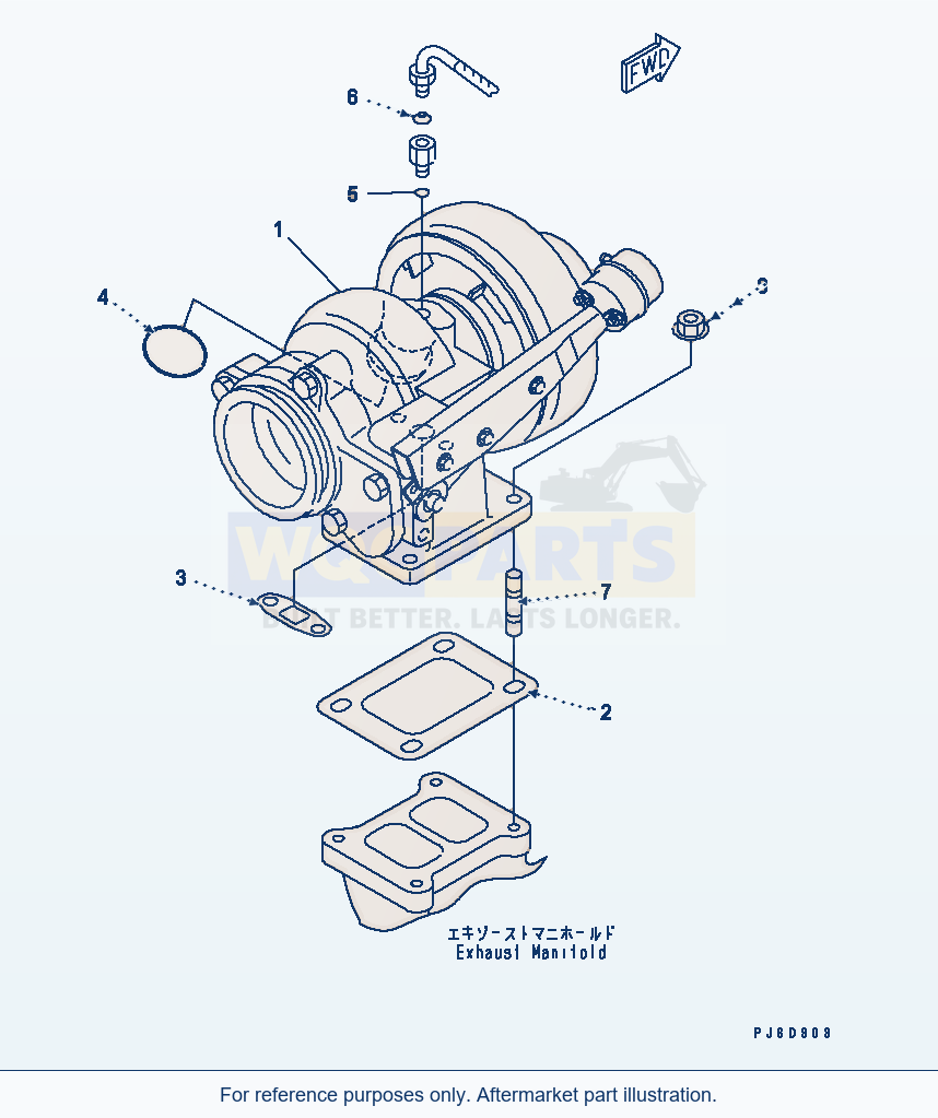 Komatsu WA380-5 Turbocharger(#26800007-) Serial 60001-UP parts diagram