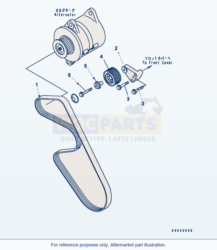 Komatsu WA380-5 Water Pump Drive Belt Serial 60001-UP parts diagram